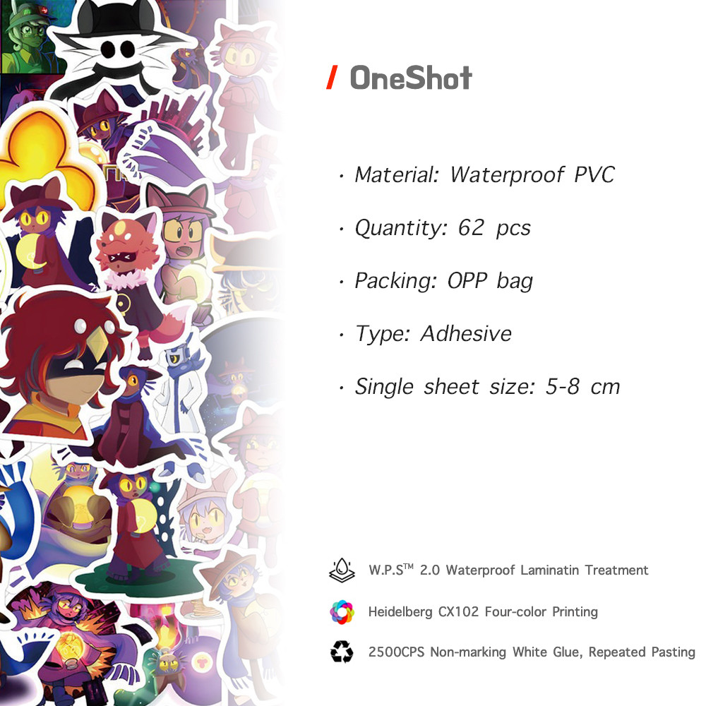 ชุดสติ๊กเกอร์ OneShot เกมชุดสติกเกอร์กราฟฟิตีกันน้ำ, 62 แผ่น/ชุด - รูปที่ 7