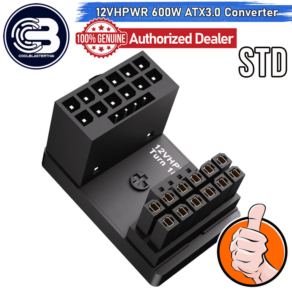 [CoolBlasterThai] Cable Management 16 Pin 12VHPWR ATX3.0 180 Degree Connector (STANDARD) BLACK