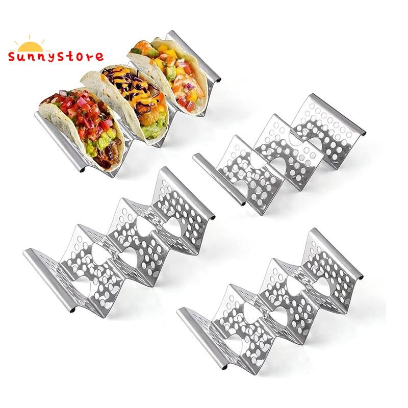 ขาตั้งที่วาง Taco, ชั้นวางขาตั้งสแตนเลส 4 แพ็คพร้อมที่จับ, ถาด Taco ได้ถึง 3 Tacos, ขาตั้งแร็ค Taco