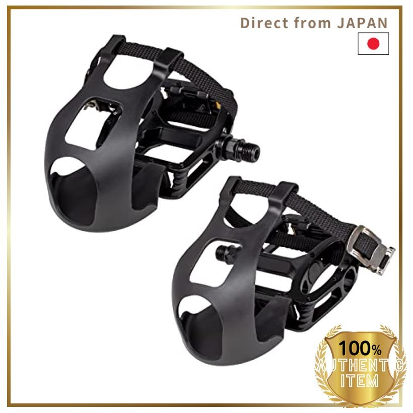 GORIX Flat Pedal Toe Clip Set with Strap Integrated Toe Clip Fixed Strap Bicycle Pedal for Cross Bik