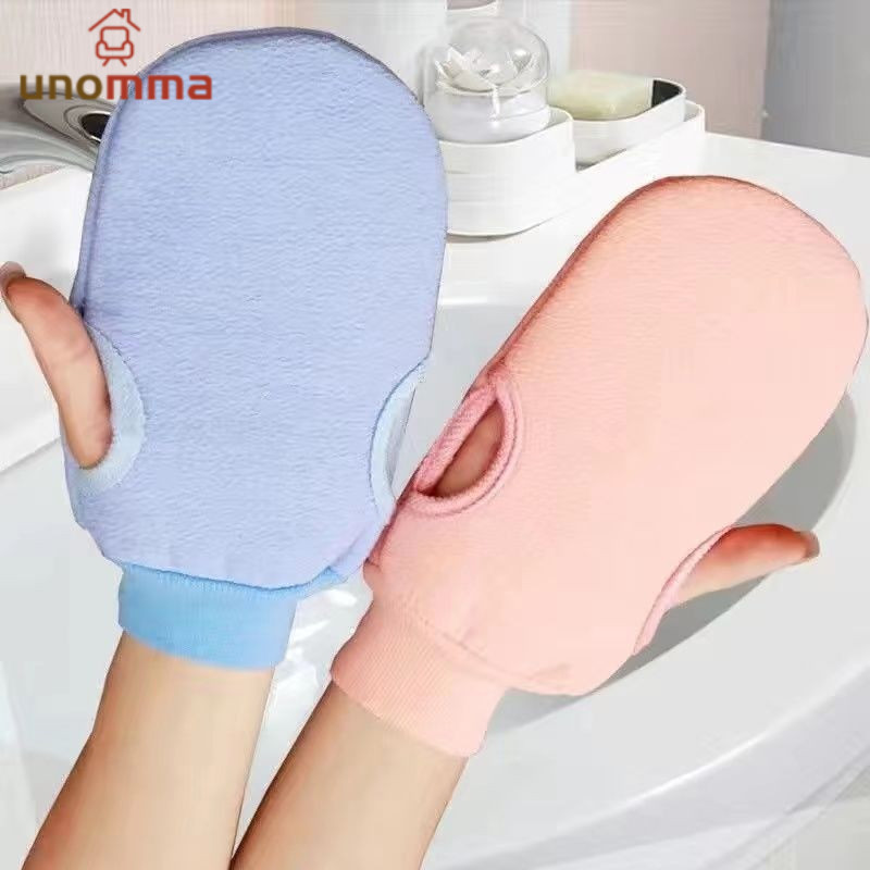 ถุงมืออาบน้ำ ถุงมือขัดผิว ขัดขี้ไคล ขจัดเซลล์ผิวเก่า สปา unomma