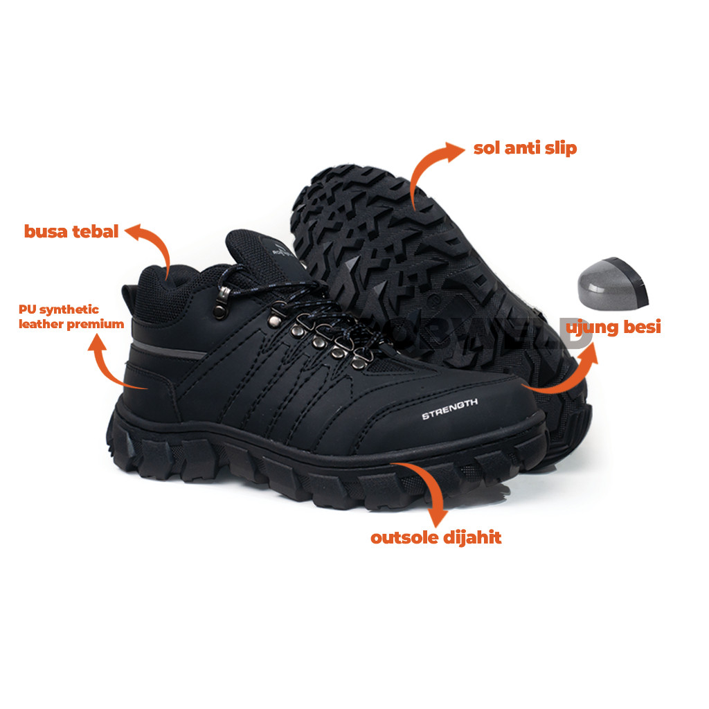 Robweld - รองเท้านิรภัยผู้ชาย Steel Toe Outdoor Touring Black Size 39 - 44 Original NM04