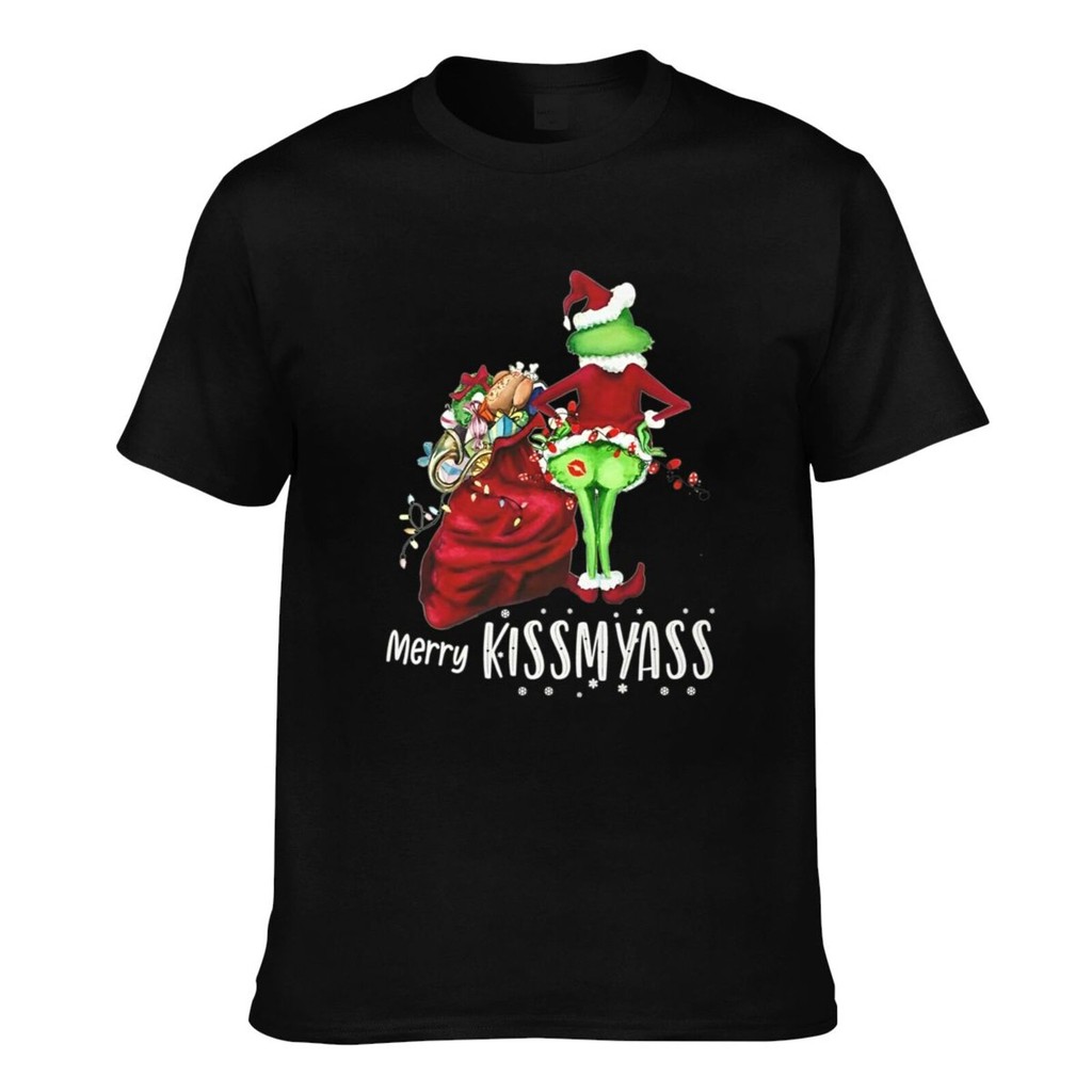 คุณภาพดี Grinch Merry Kissmy Ss Men Christmas Pure Cotton Mens T-Shirt