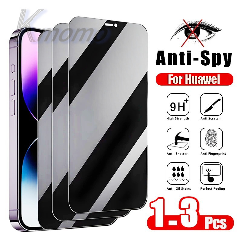 1-3 ชิ้น Anti-Spy ความเป็นส่วนตัว 9D กระจกนิรภัย Huawei P50 P50e P40 P30 Lite P20 Pro Mate 10 20 Y9s