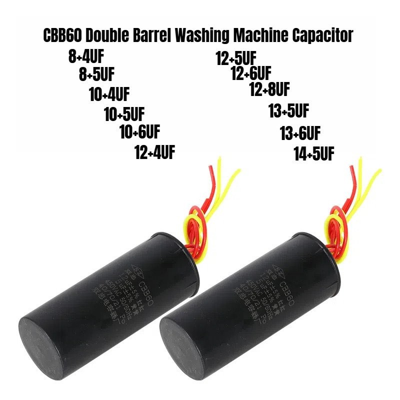 กลองซักผ้า Cbb60 อัตโนมัติเครื่อง Double Tank Combination Four-Wire Capacitor 8+4UF 8+5UF 10+6UF 12+