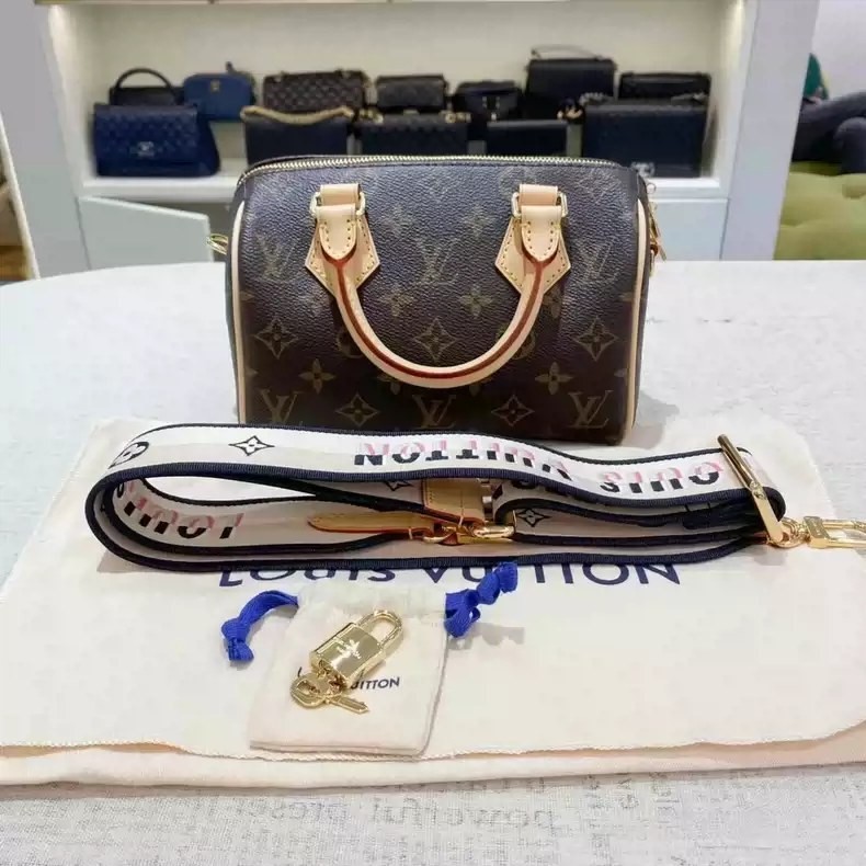 【มือสองเดิม】 （m46222）LV Speedy Bandoulière 20 กระเป๋าถือ/กระเป๋าสะพายไหล่/กระเป๋าบอสตันสำหรับผู้หญิง