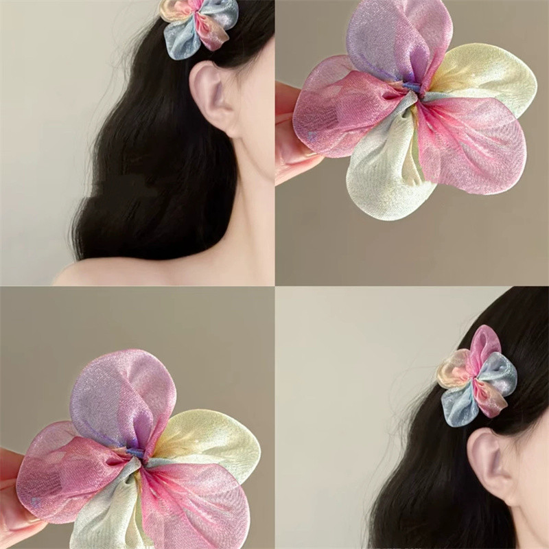 กิ๊บติดผมดอกไม้สีสันสดใสแฮนด์เมดผ้าไหมความงามสําหรับผู้หญิง