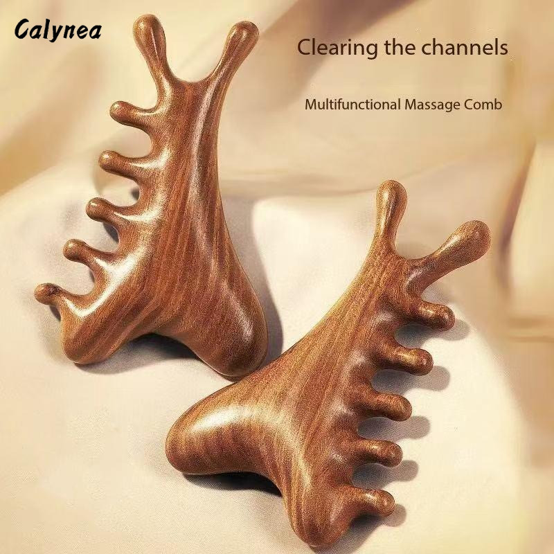 CALYNEA หวีไม้จันทน์ ธรรมชาติ นวดศีรษะ ผมตรง ป้องกันไฟฟ้าสถิตย์ ลดผมร่วง ช่วยให้ผมเงางาม แก้ผมพันกัน