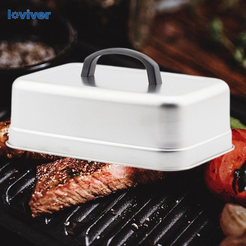 [Loviver] ฝาครอบเบอร์เกอร์ฝาครอบนึ่งแผ่นเหล็กสแตนเลสย่างอุปกรณ์เสริมฝาครอบอาหารชีสละลายโดมสําหรับทําอาหารบาร์บีคิว