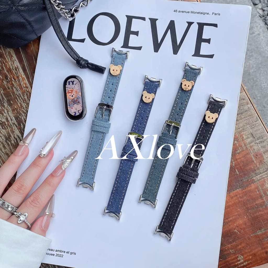 ผ้ายีนส์ กีฬาสายสําหรับ เสี่ยวหมี่ ไมล์ วง10 9 8 7 6 5 4 3เปลี่ยนสร้อยข้อมือคาวบอยสายนาฬิกาข้อมือสําหรับ ไมล์ วง9อุปกรณ์เสริม