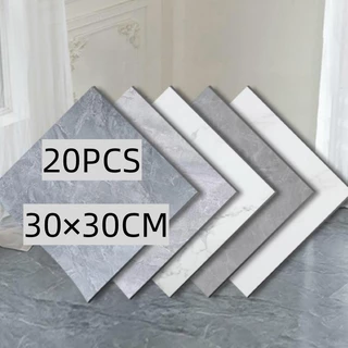 กระเบื้องยางลายหินอ่อน 20PCS 30x30ซม สติกเกอร์ติดผนัง กาวในตัว ปูพื้นห้องนอน กันรอยขีดข่วนและทนทาน