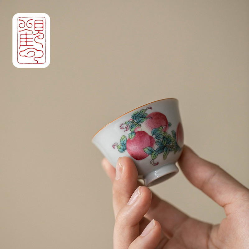 [กวนหยุน] ย้อนยุค โชเทา ถ้วยชาขนาดเล็กถ้วยชาที่ทันสมัยเรียบง่ายในครัวเรือนชาเซรามิกดื่มถ้วยเดียวชุดน