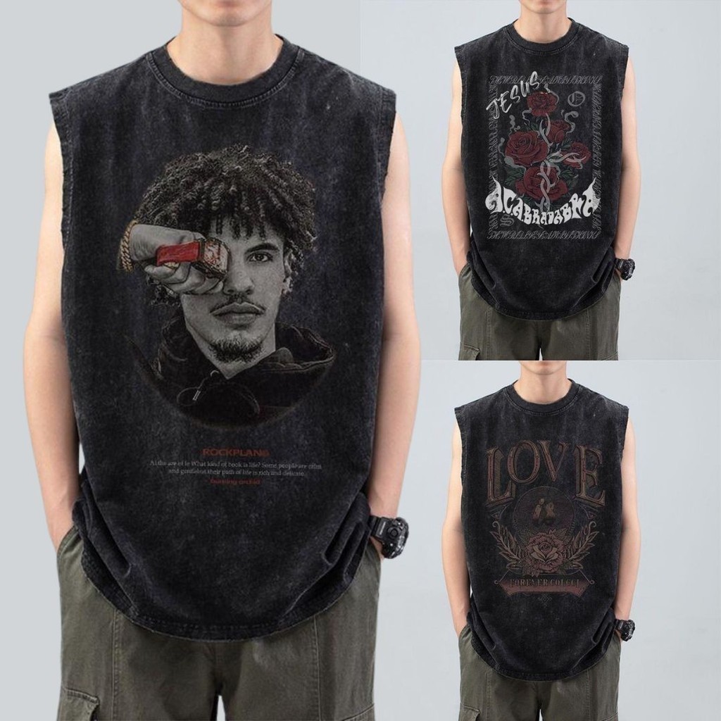Sea.Tee [COD] ✨เสื้อยืด แขนกุด เสื้อกล้าม oversize ผ้าCotton100% แฟชั่น แนวสตรีท เสื้อผู้ชาย 'Rose Men' แขนสั้น s-3xl