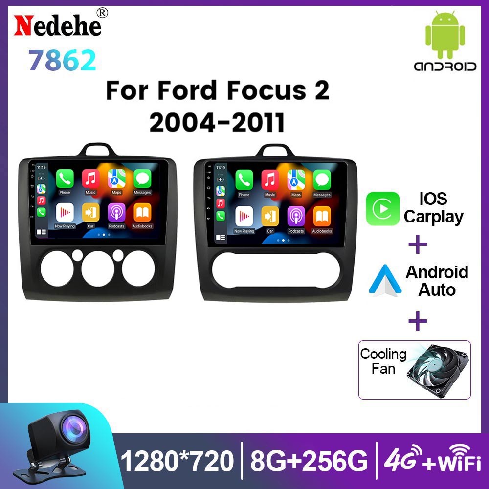 9" นิ้ว เครื่องเล่น Android สำหรับ Ford FOCUS 2005-2011 ระบบมัลติมีเดียในรถยนต์ จอ QLed Waze Youtube Carplay Wifi
