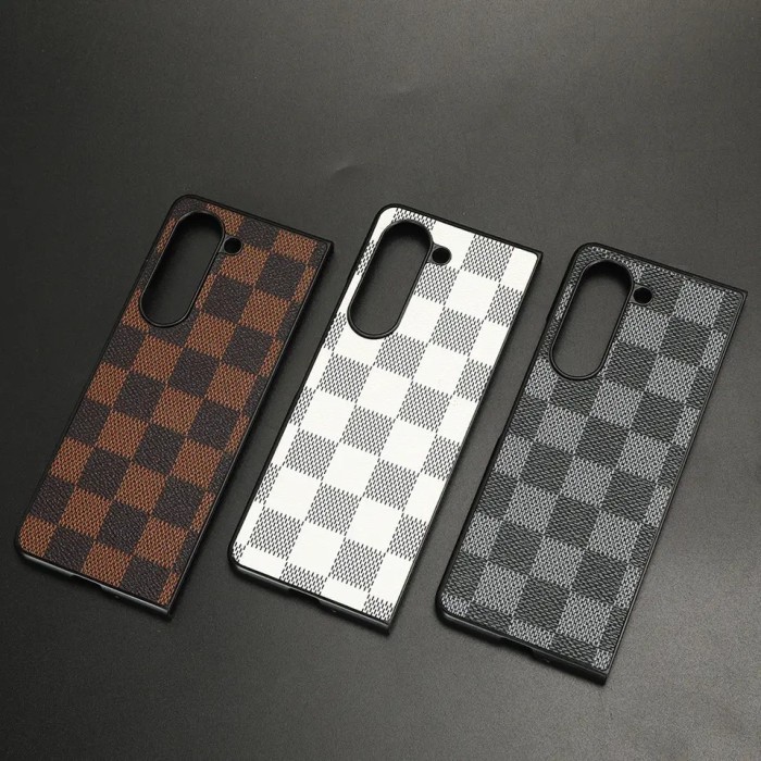 เคส Samsung Galaxy Z Fold 5 Fold5 Leather GRID PATTERN Casing