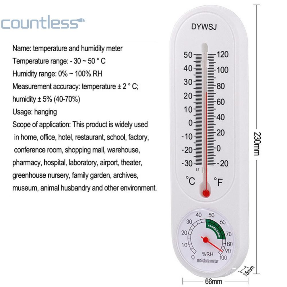 เครื่องวัดอุณหภูมิติดผนัง Indoor Outdoor Mount Garden เรือนกระจก เครื่องวัดความชื้นในบ้าน AU [foundless.th]