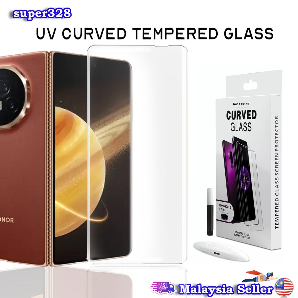 Honor Magic V3 V2 VS / X9c / 5 Pro / 4 Pro / X9b X9a 5G / 70 / 50 กาวเหลว UV 3D 9H กระจกนิรภัยป้องกั