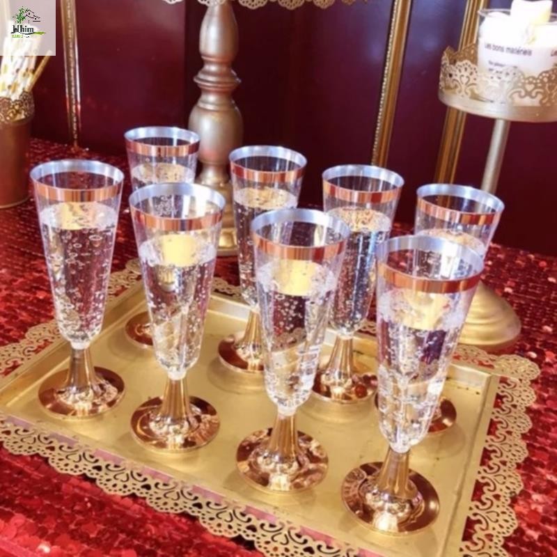 Cod 6 ชิ้น/เซ็ต 150 มล. แก้วไวน์แดงแบบใช้แล้วทิ้งพลาสติก Goblet อุปกรณ์จัดงานแต่งงานใหม่