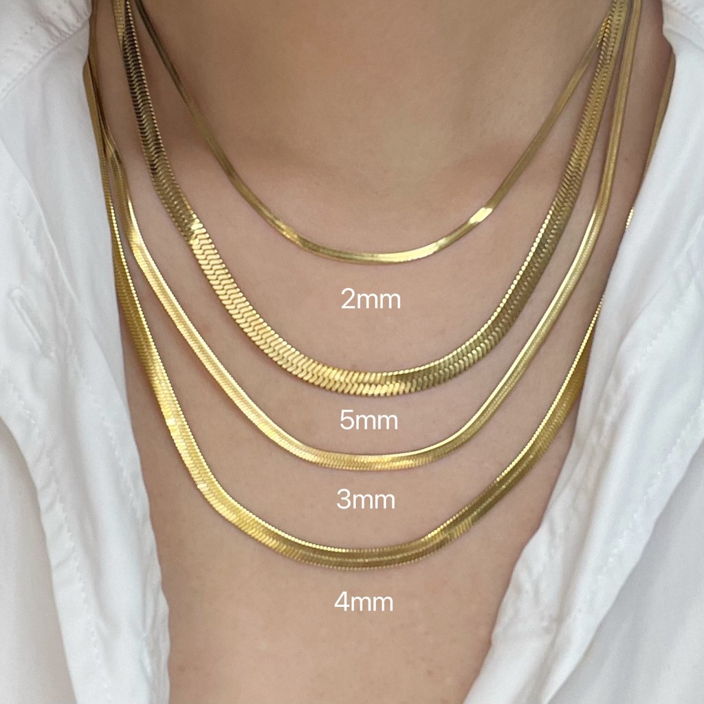 316l Gold สีสแตนเลสสร้อยคองูสําหรับผู้หญิงผู้ชาย Herringbone Choker คอโซ่ 2024 แนวโน้มเครื่องประดับของขวัญร้อน