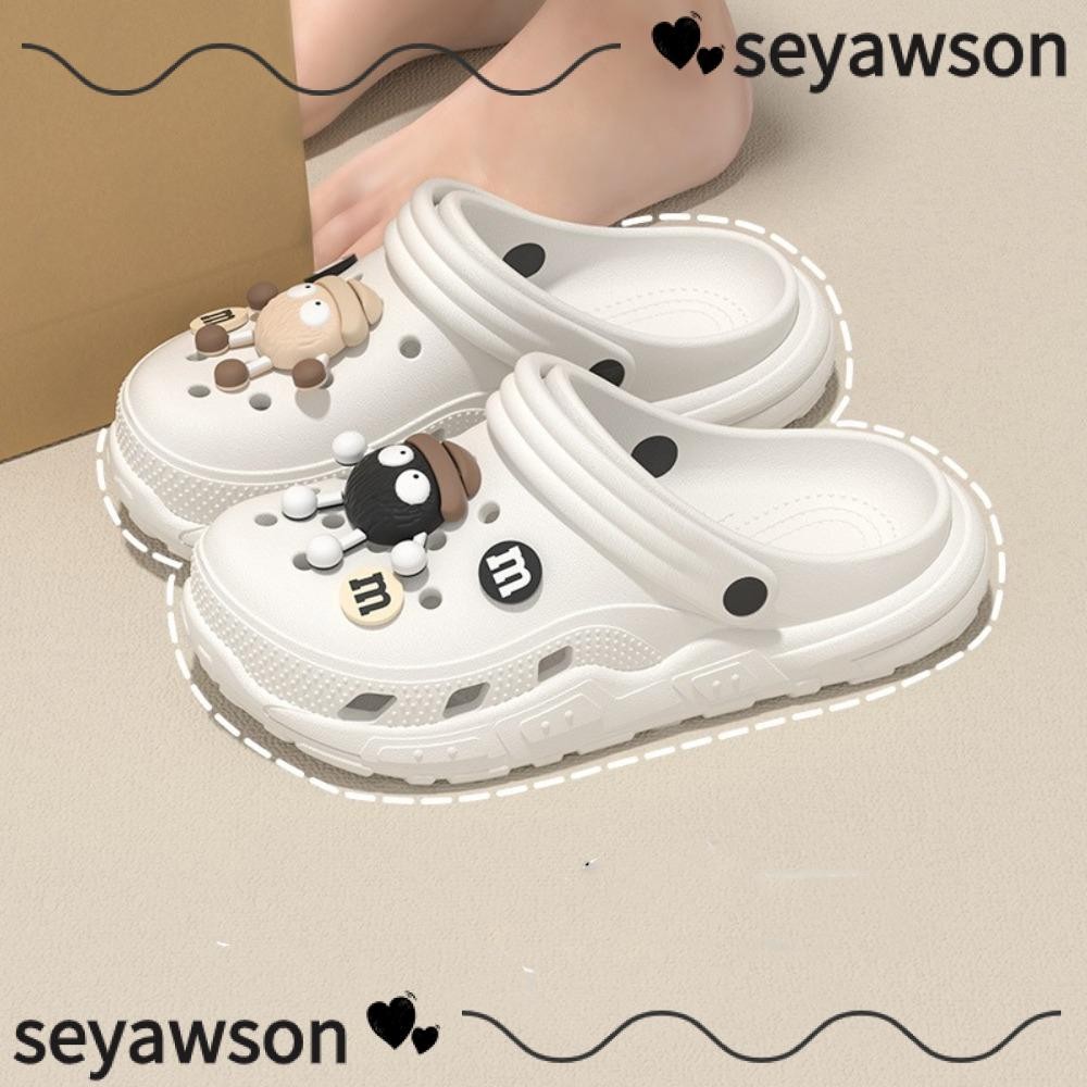 รองเท้าแตะเย็น SEYAWSON, รองเท้ารูชายหาด EVA พื้นนุ่ม, รองเท้าแตะกลวงพื้นหนากันลื่นน่ารักสําหรับบ้านในร่ม