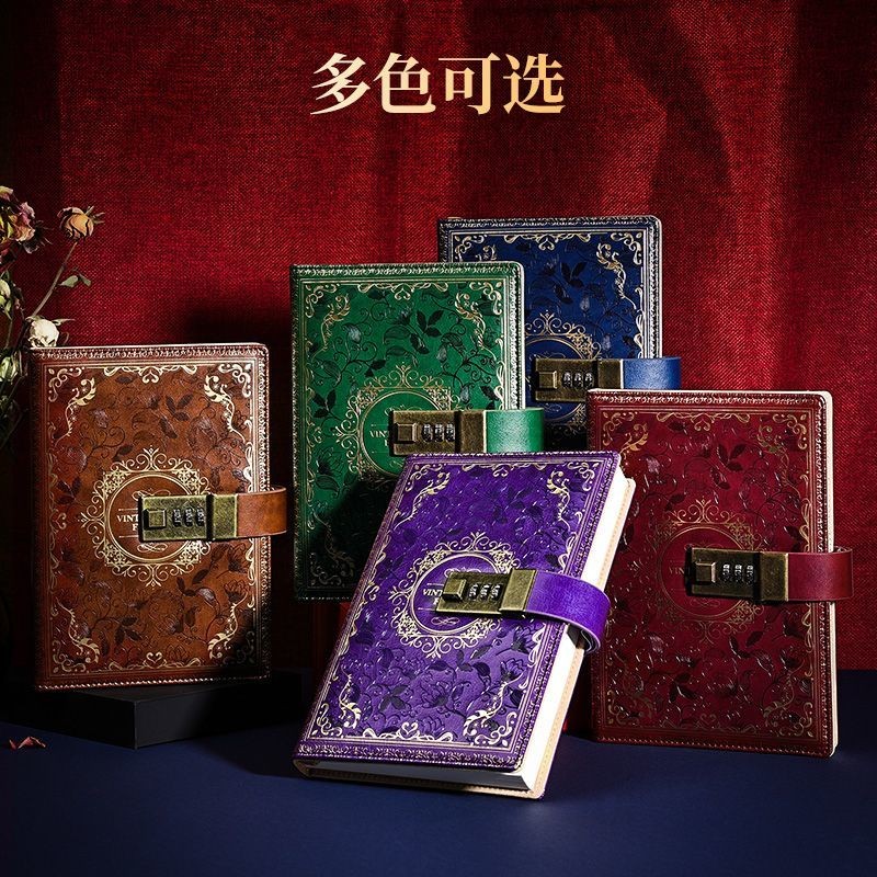ข6 ย้อนยุครหัสผ่านหนังสือที่มีการล็อคไดอารี่สร้างสรรค์ที่เรียบง่ายนักเรียนเขียนโน๊ตบุ๊ควรรณกรรมเยาวชน สมุดบันทึก 1128 ~ 24