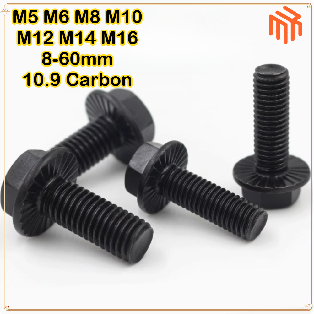 [MX1]น็อต สกรู หัว หกเหลี่ยมติดแหวน เหล็กแข็ง 10.9 เกลียวมิล หยาบ M5 M6 M8 M10 M12 M14 M16 / Hexagon