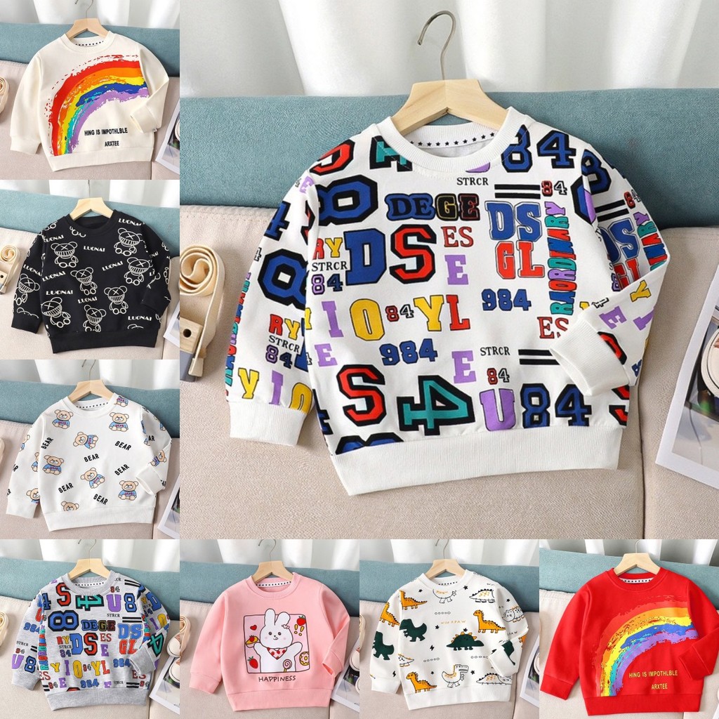 พร้อมส่ง  เสื้อกันหนาวแฟชั่นสําหรับเด็กใส่ได้ทั้งหญิงชาย ผ้าฝ้ายแขนยาวอบอุ่นสบาย