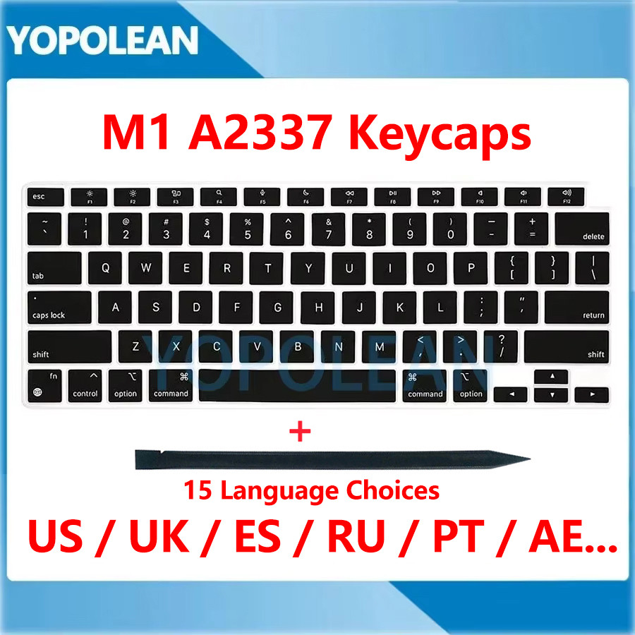 ใหม่ A2337 M1 Keycaps ปุ่มสําหรับ Macbook Air 13 "A2337 Key Cap US UK สเปนภาษาฝรั่งเศสคํารัสเซีย EMC