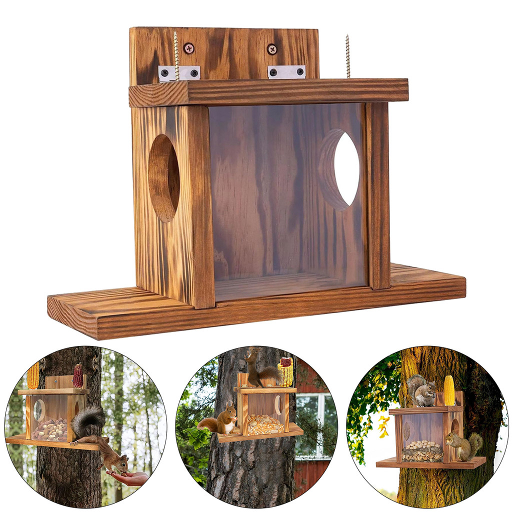 ZaylilySquirrel Feeder House Squirrel Food Feeder Box Chipmunk Feeder Chipmunk Feeding House ตกแต่งส