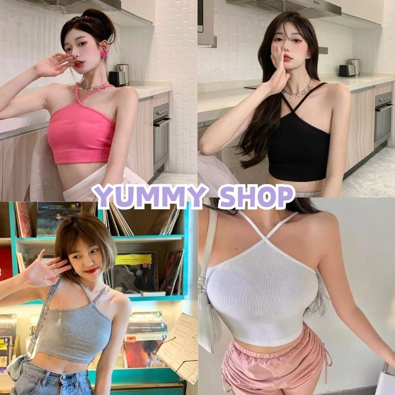 🎀Yummy Shop🎀พร้อมส่ง【7623】เสื้อสายเดี่ยวไหมพรม น่ารักไม่ซ้ำใคร