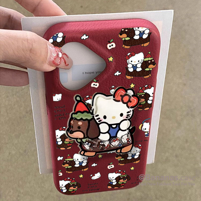 Iphone 16 15 14 13 12 11 Pro Max X Xr Xs Max 7 8 Plus SE2020 เคสโทรศัพท์การ์ตูนคริสต์มาส Vintage ไส้กรอก + ขาตั้งฝาหลังแบบนุ่ม