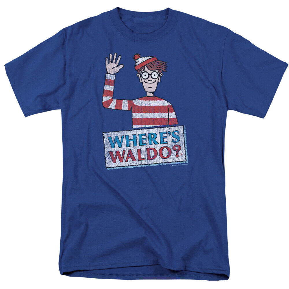 WhereS Waldo Waldo Waldo Wave T Shirt Mens Lidized Cartoon Merchandise Royal