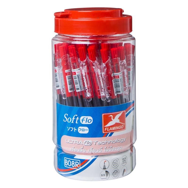 Flamingo ปากกาลูกลื่น 0.5 มม. รุ่น B08R สีแดง (แพ็ค 50 ด้าม)
