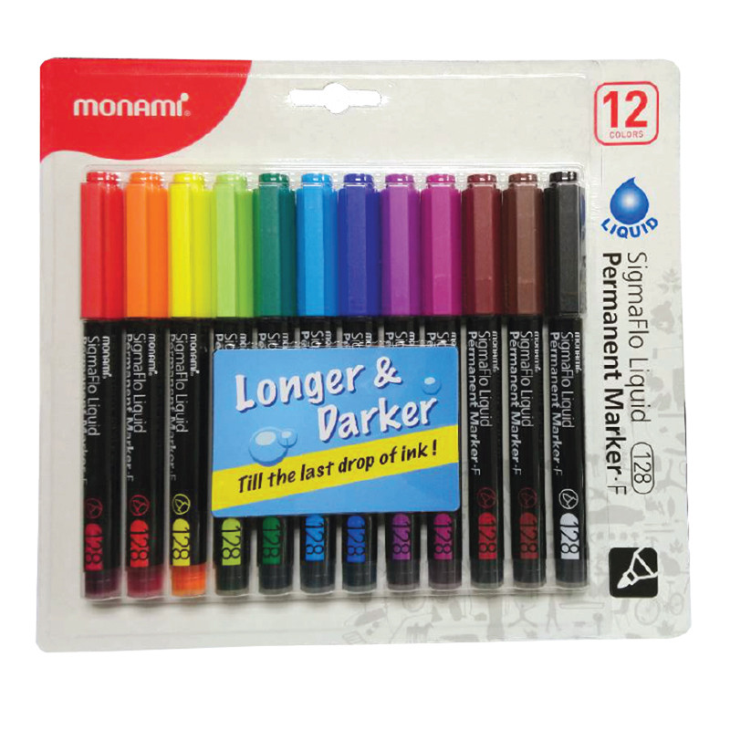 MONAMI ปากกามาร์คเกอร์ 1มม. คละสี (แพ็ค12) รุ่น X1221129900