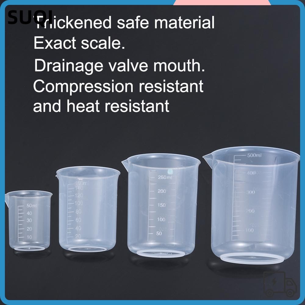 SUQI Scale Measuring Cup Kitchen Liquid Jug Transparent Mug Measurement Tool Graduated cup Baking Supplies Water bottle Plastic Pour Spout Laboratory Beaker