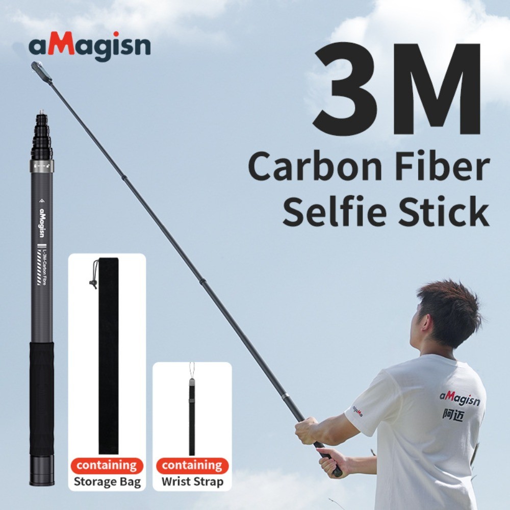 เข้ากันได้กับ DJI POCKET 4/3 คาร์บอนประสาน ที่มองไม่เห็น 3 เมตรไม้เซลฟี่ Insta360/DJI/GoPro อุปกรณ์เสริมก้านขยาย