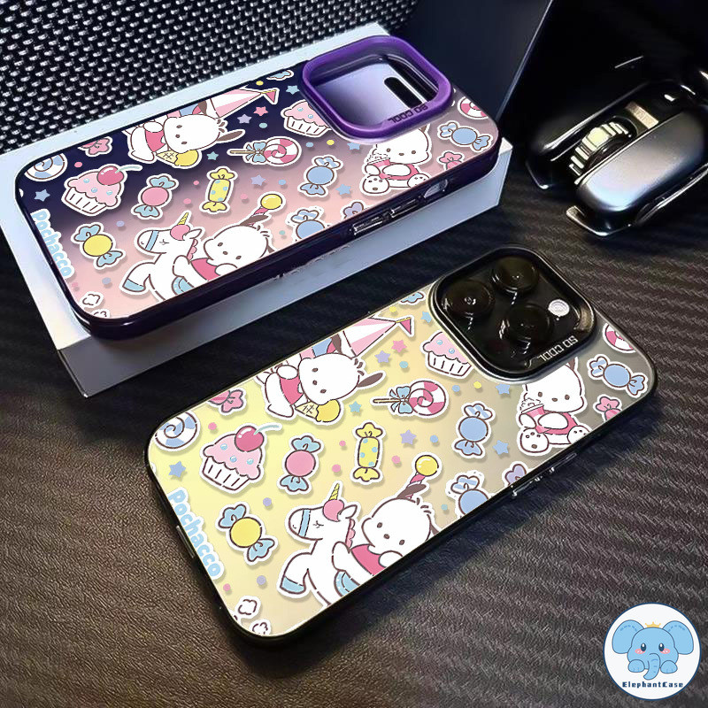 การ์ตูนน่ารัก Pochacco เข้ากันได้เคสไอโฟน 11 16 XR 13 15 14 12 Pro Max 7Plus X XS Max 16 7 8 15 14 Plus SE เค้กเชอร์รี่