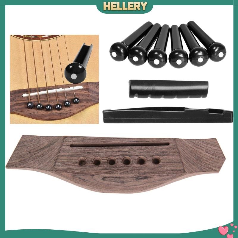 [HelleryTH] ไม้คลาสสิกอะคูสติกกีตาร์สะพาน Pins Nut Saddle Repairing Parts