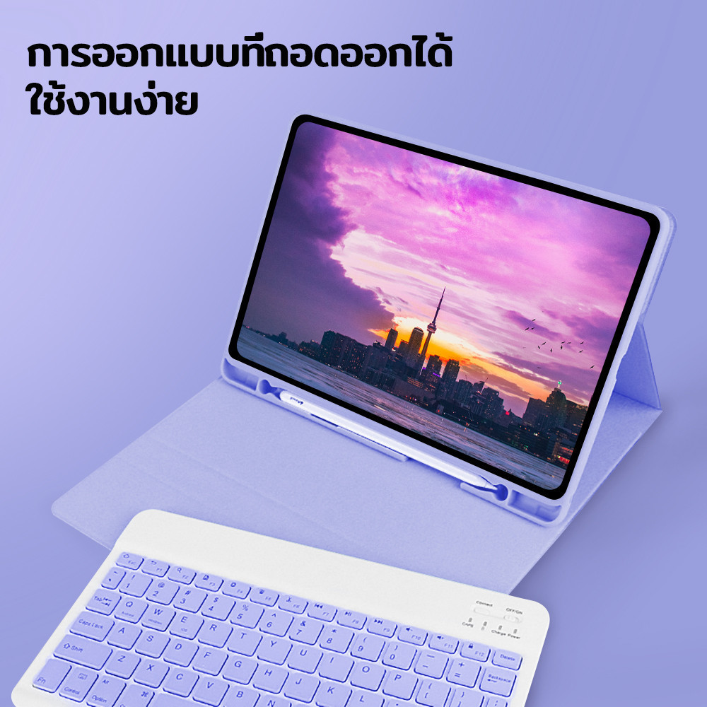 3in1 คีย์บอร์ดภาษาไทย+เคส+เมาส์ไร้สาย Air4 Air5 9.7 2018 Air1 /2 iPad 10.2 gen7 gen8 gen9/ 10.9 Air3 Pro10.5