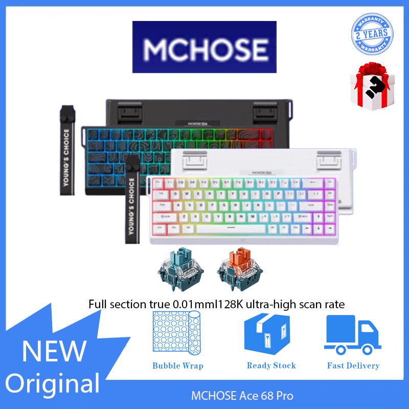 Mchose Ace68Pro Magnetic Axis RT เกมสําหรับเล่นเกมที่กําหนดเอง, แบบมีสายแบบกลไก, คีย์บอร์ดแบบถอดเปลี่ยนได้ทั้งหมด