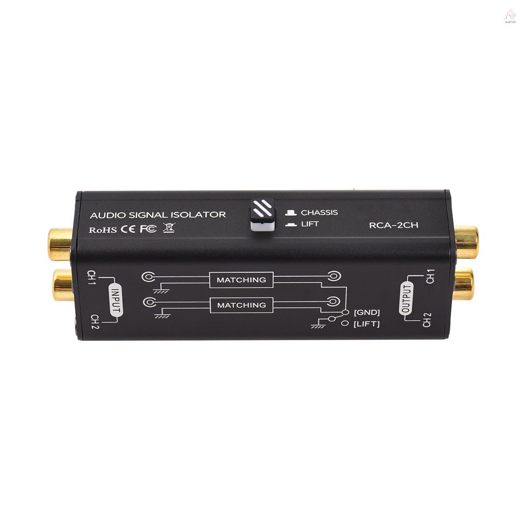 แบบพกพา 2 ช่อง RCA Ground Loop Isolator Professional Hum Eliminator เสียงสัญญาณ Isolator Noise Filter สําหรับ Home สเตอริโอระบบลําโพง Conference ไมโครโฟนเครื่องเล่นเสียง