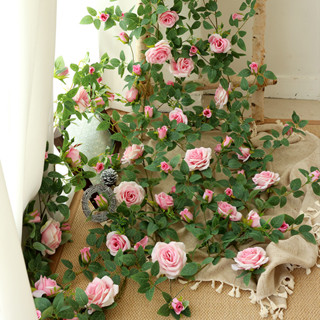 พวงกุหลาบประดิษฐ์ เถาวัลย์ดอกกุหลาบปลอม ดอกไม้ประดิษฐ์ สีขาว…