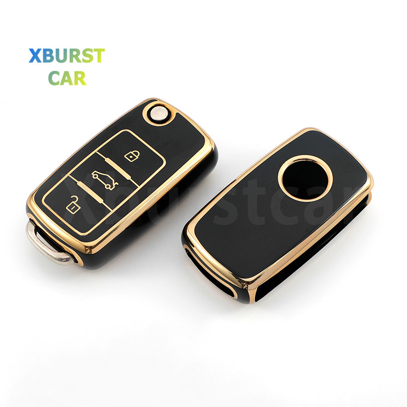 3 ปุ่ม TPU รถ Remote Key กรณีพวงกุญแจสําหรับ Volkswagen VW Tiguan Beetle แคดดี้ T5 Up Eos Skoda Octavia ที่นั่ง Leon Altea โปโลกอล์ฟ Passat