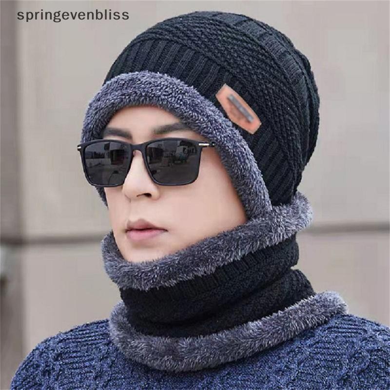 Springevenbliss ใหม่ถักผ้าพันคอขนแกะหมวกฤดูหนาวนุ่มผู้ชายและผู้หญิงหมวกหมวกอบอุ่นกับผ้าพันคอ Springevenbliss