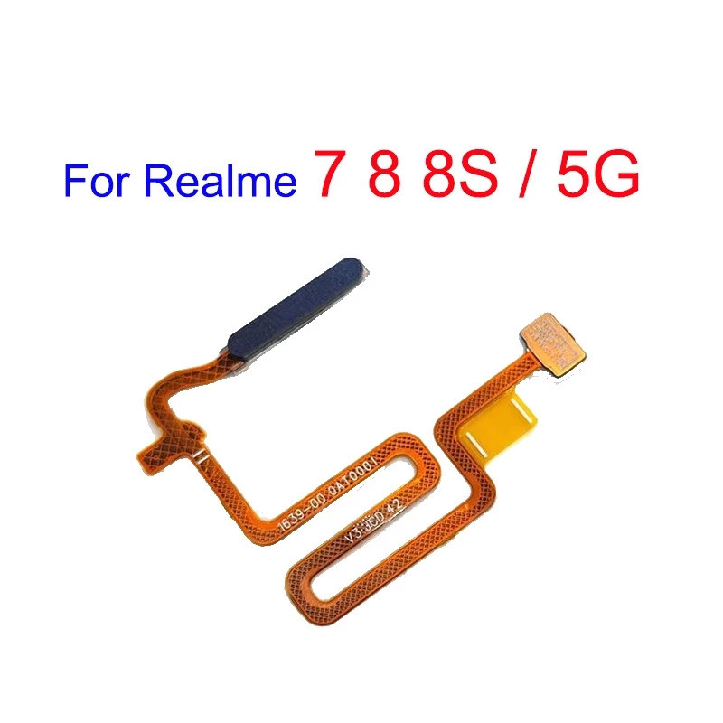 Original สําหรับ Realme 7 8 8S 5G ปุ่มบ้านเซ็นเซอร์ลายนิ้วมือ Flex พร้อมปุ่มปุ่ม Power Flex Cable