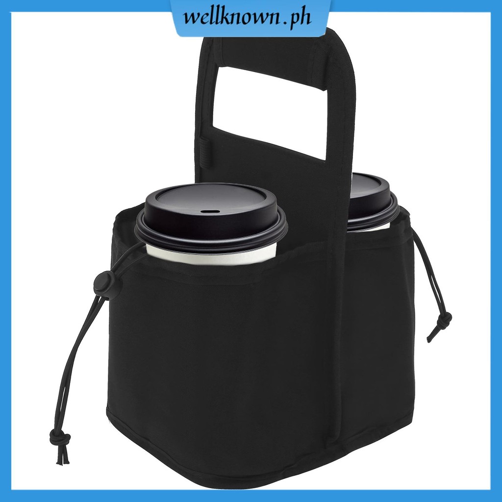 Coffee Cup Carrier Reusable Insulated Cup Holder Carrier Oxford ผ้าถ้วยน้ํา Tote Bag พร้อมที่จับ SHO