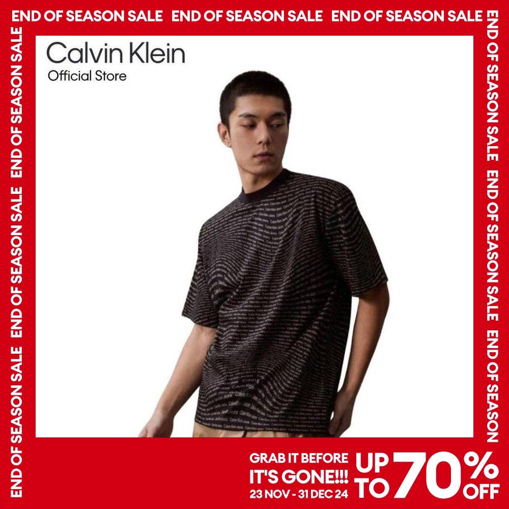 CALVIN KLEIN เสื้อยืดแขนสั้นผู้ชาย ทรง Relaxed รุ่น J325428 0GP - สีดำ
