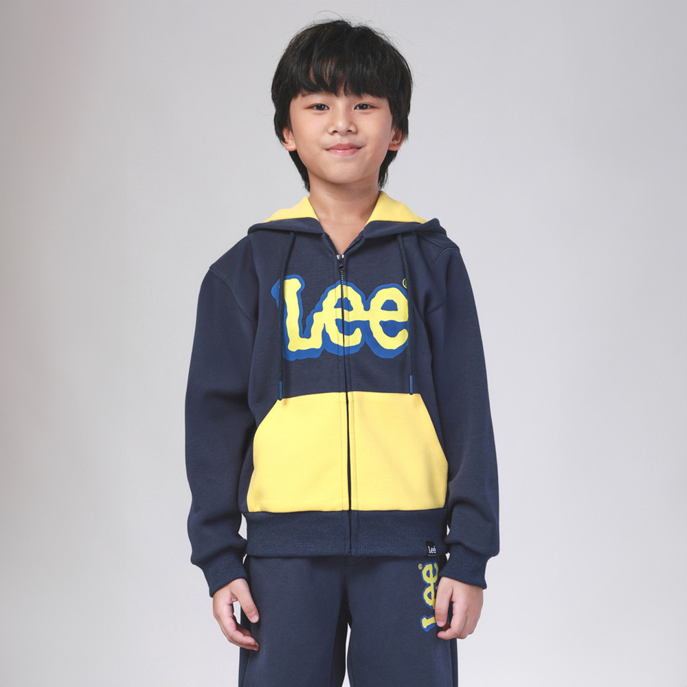 LEE KIDS เสื้อคลุมฮู้ดดี้มีซิปเด็กผู้ชาย คอลเลคชั่น Bold & Bright รุ่น LK S524BZIPN45 สีกรมท่า