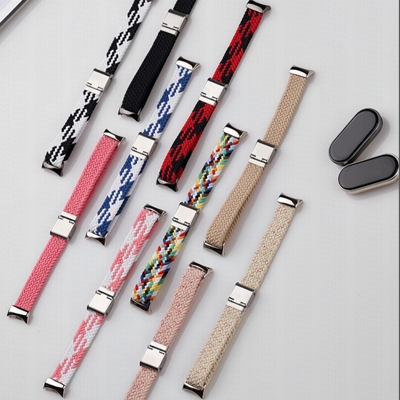 สายรัดไนลอนถักแบบนุ่มสําหรับ Xiaomi Mi Band 9 8 สายรัดข้อมือสร้อยข้อมือสายรัดระบายอากาศสําหรับ Mi Band 8 9 เปลี่ยนอุปกรณ์เสริม Smart Band
