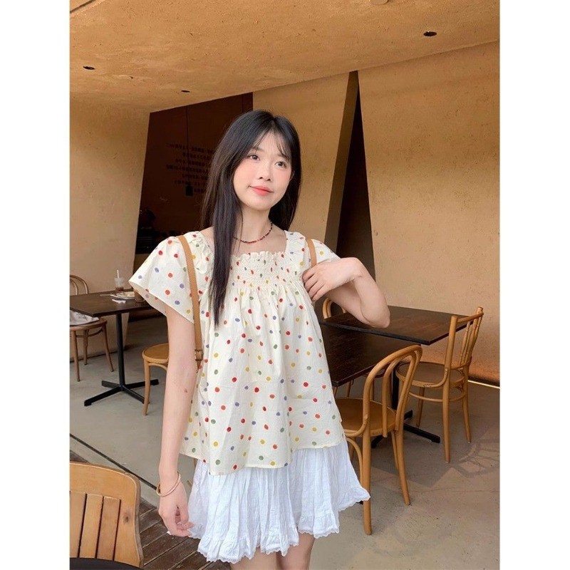 ⭐Fern Shop   เสื้อเชิ้ตแขนสั้นหลากสีหลวมสบาย ๆ